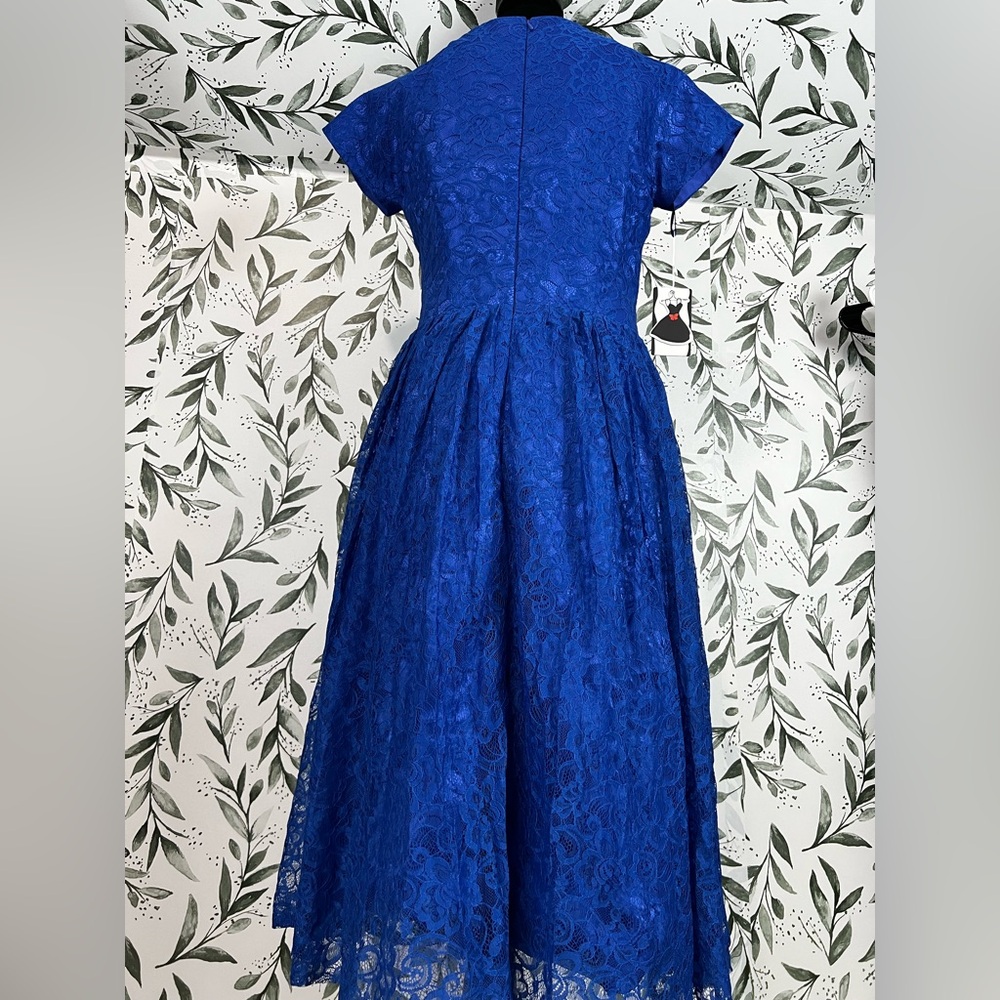 Beautiful Cocktail Lace Mother of The Bride Dress Vintage Style Blue Formal #B - Picture 11 of 14
